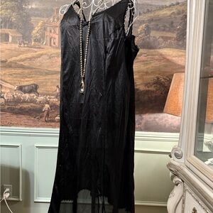 Vintage Sheer Black Lace Nightgown Slip Dress Gothic Lingerie Romantic Sleepwear